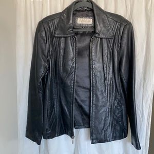 Jones New York Black 100% Leather Jacket Med Like New 30 years old (vintage)